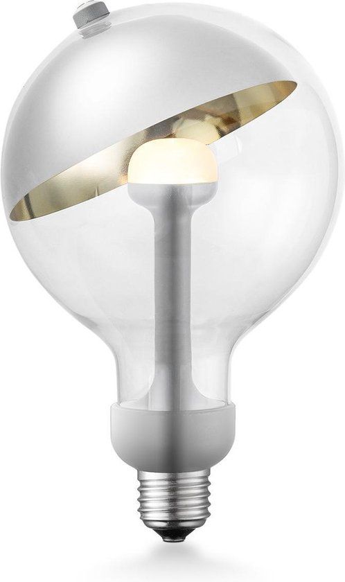 Home Sweet Home Design LED Lichtbron Move Me Zilver G120 Sphere LED lamp 12/12/18.6cm E27 5W 400lm 2700K Warm Wit Licht Dimbaar