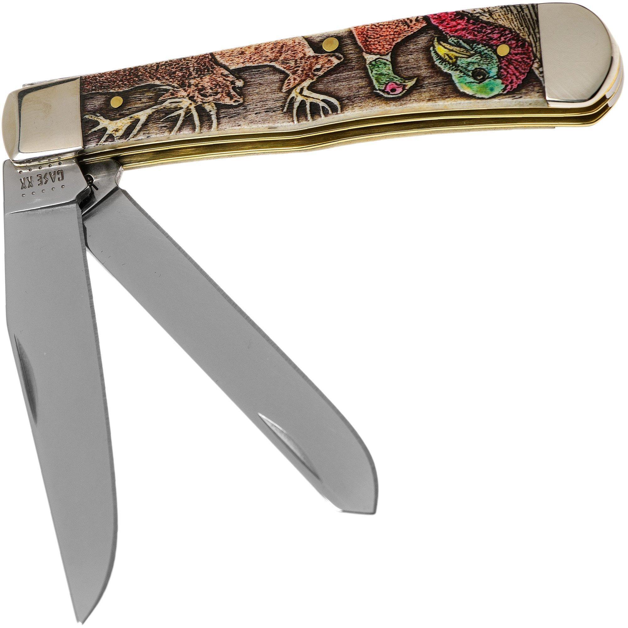 Case Knives Case Trapper Embellished Smooth Natural Bone, Sportsman Series Gift Set, 60585, 6254 SS zakmes