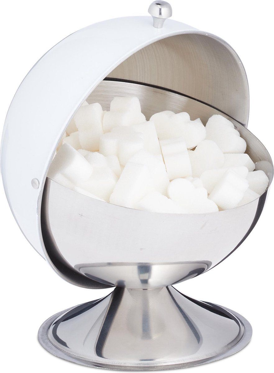 Relaxdays Suikerpot met deksel - suikerpotje - bonbonnière - snoeppot - rvs - voorraadpot