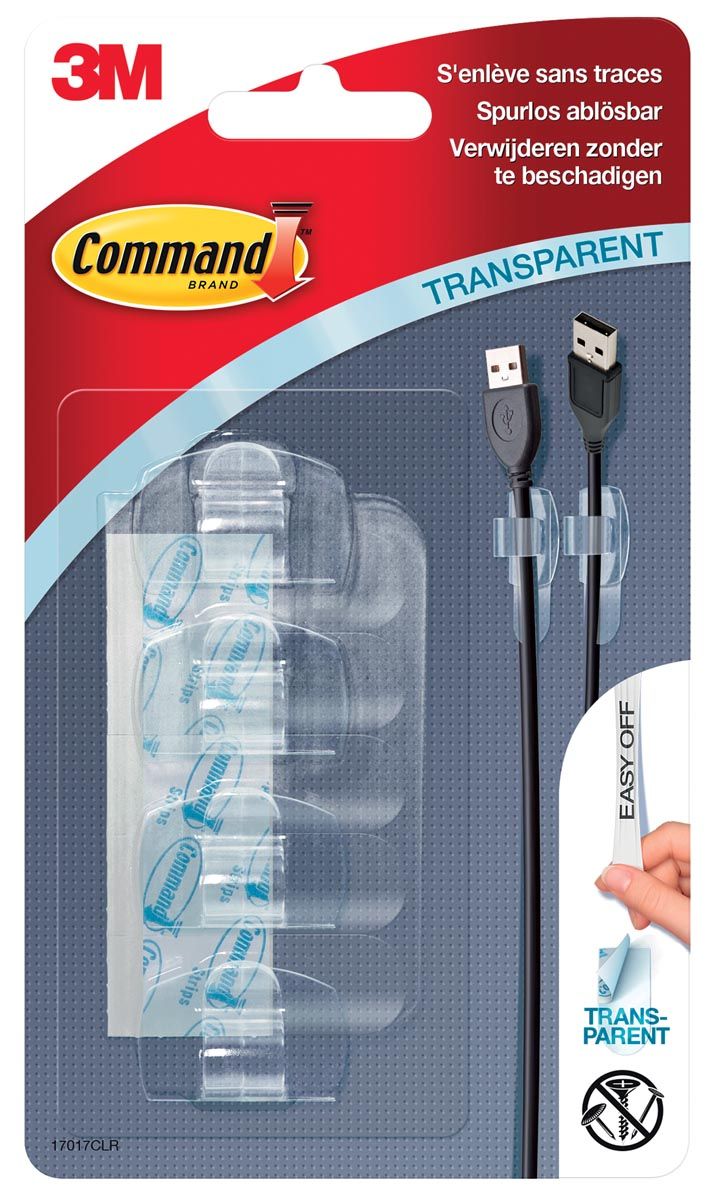 Command Panda Command kabelclip small draagvermogen 225 gram transparant blister van 4 stuks