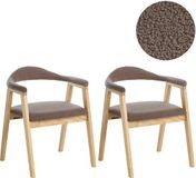 Beliani ONECO - Eetkamerstoel set van 2 - Taupe/Lichtbruin - Rubberhout