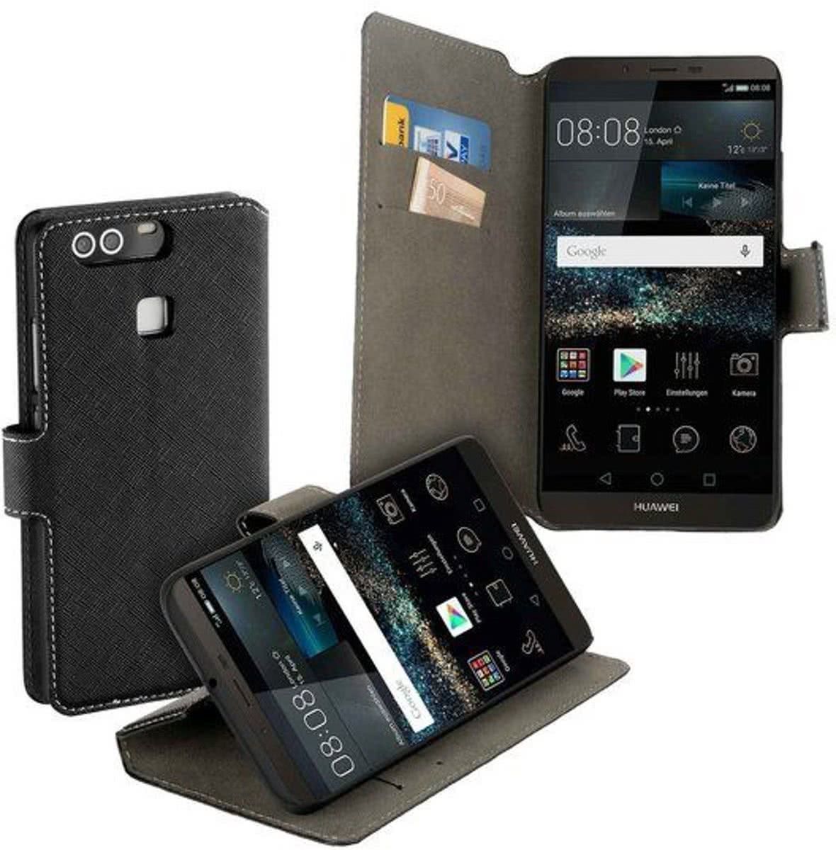 LELYCASE HC zwart bookcase style voor de Huawei P9 wallet Telefoonhoesje