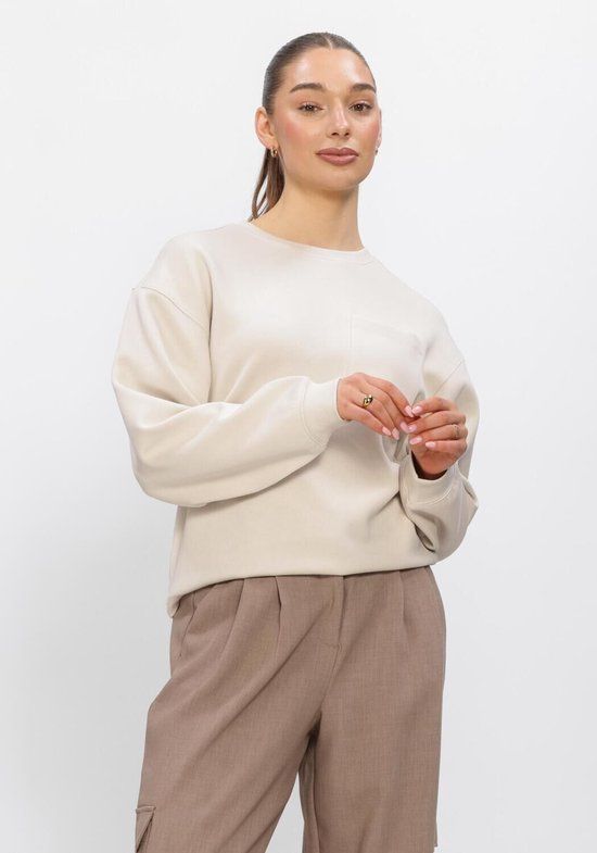 MSCH Copenhagen Mschilliana Ima Q Sweatshirt Truien & vesten Dames - Sweater - Hoodie - Vest- Beige - Maat M/L