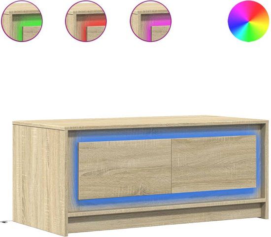 vidaXL Salontafel met LED-verlichting, Bewerkt Hout, Sonoma Eikenkleurig