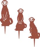 Merkloos / Sans marque Tuindecoratie - Geluksdieren, Stokstaartjes - Roest metaal - set van 3