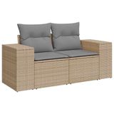 vidaXL 7-delige Loungeset met kussens, polyrattan, beige