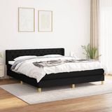 vidaXL Boxspringbed met matras, stof, zwart, 160x200 cm