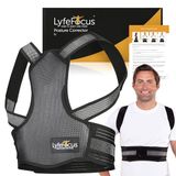 LyfeFocus S1 Ademende Houding Corrector Rugbrace, Zwart, Medium