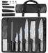 Set de couteaux de cuisine - 10 pièces - Avec sac à couteaux - Tissu Oxford - Noir