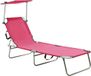Maison Exclusive - Chaise longue pliante avec auvent, acier, rose