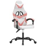 vidaXL Gamestoel met voetensteun kunstleer wit en roze