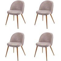 HWC Set van 4 eetkamerstoelen HWC-D53, stoel keukenstoel retro jaren 50 design, fluweel ~ grijsbruin