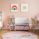 en.casa Kinderrek Høylandet met zitbank 76x112x40 cm wit en roze