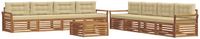 vidaXL - Bank loungeset - 8 zitplekken - Natuurlijk en beige - Acacia hout