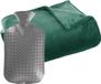 Atmosphera Fleece deken/plaid Groen 130 x 180 cm en een warmwater kruik 2 liter