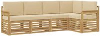vidaXL - Bank loungeset - 5 zitplekken - Wit en Beige - Polyester