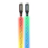 Philips DLC5130C USB-C-kabel 60W PD, 3,3 ft/1 m, RGB-ademlicht, snel opladen, knoopvrij, gevlochten snoer voor Android, MacBook, Switch, Tablet, Laptop