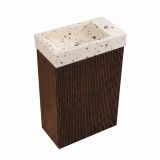 Saniclass Toiletmeubelset - 40x60.5cm - 1 deur - fontein terrazo - kraangat rechts - eiken charcoal
