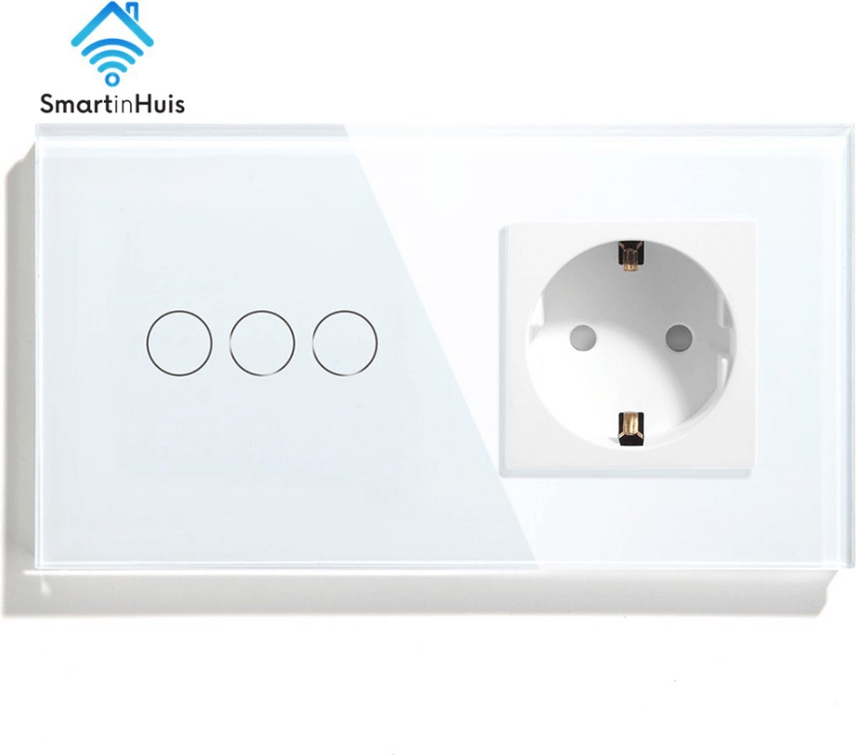 SmartinHuis Standaard - 3x1 polig (wisselschakelaar) + stopcontact - Wit