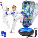 Sac de frappe sur pied - 1,5 m - Électronique avec lumière et musique - Gants de boxe et balle réflexe inclus