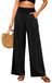 Omgoods - Pantalon en cuir pour femme taille haute jambe large