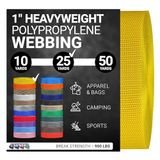 Strapworks Zware polypropyleen riem - robuuste polyethyleen riem voor reparatie van knutselapparatuur buitenshuis, 2,5 cm x 22,9 m, geel
