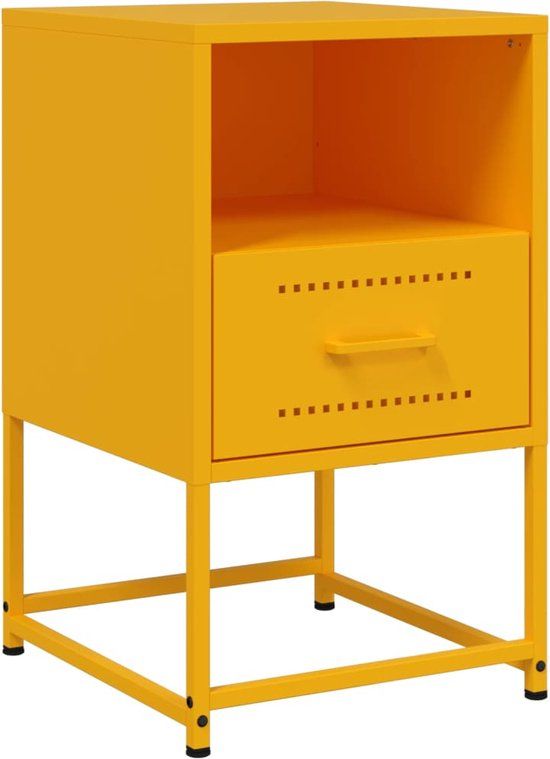 vidaXL Nachtkastje - Staal - Mosterdgeel - 36x39x60,5 cm