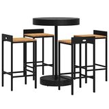 vidaXL - 5-delige Tuinbarset - Poly Rattan en Massief Acaciahout - Zwart