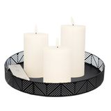 Anna's Collection Anna Collection LED kaarsen - 3x stuks - wit - met zwart rond dienblad - kaarsenbord - D29 cm - metaal