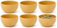 Secret de Gourmet Soepkommen Memphis - 6x - D14 cm - 600 ml - okergeel - keramiek - schaaltjes - kommetjes - stapelbaar