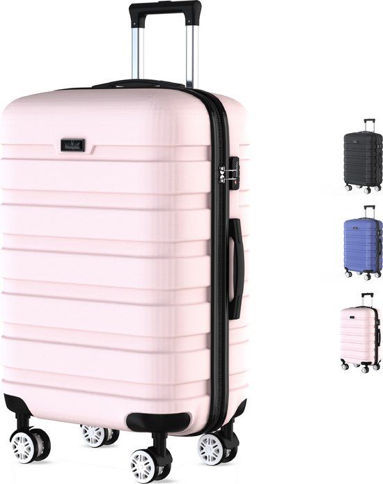 Voyagoux® REVELATION - Lichtroze Hardcase Reiskoffer - 39L - TSA Slot - Handbagage