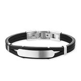Save Brave Dexter Herren Armband geflochtenes schwarzes Leder mit Klappverschluss aus Edelstahl - Länge 22 cm