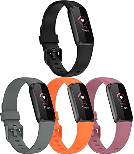 Chainfo compatibel met Fitbit Luxe Watch Strap, Soft Silicone Classic Sport Replacement Watch Band (4-Pack J)
