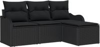 vidaXL Tuinbank Set Zwart Polyrattan