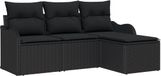 vidaXL Tuinbank Set Zwart Polyrattan