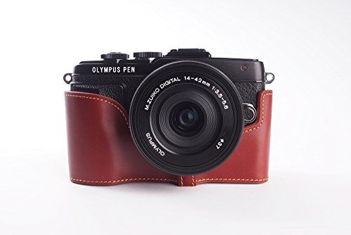 TP Handgemaakte Echt Lederen Half Camera Case Tas Cover Voor Olympus EPL7 E-PL7 Bruin Kleur
