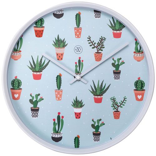 NeXtime Cactus - Wandklok - Wit - Plastic - Rond