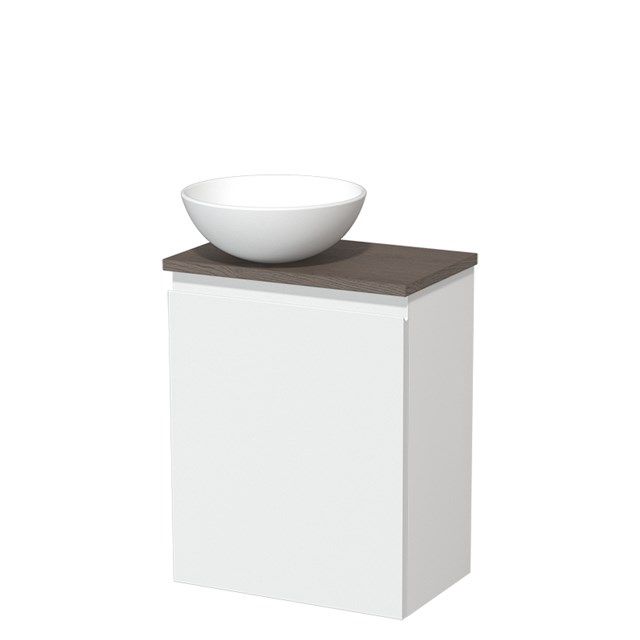 Maxaro Modulo Toiletmeubel 41 cm - Mat Wit - Donkerbruin Eiken Blad