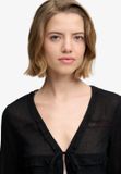 Superdry Dames Blouse met Lange Mouwen en Vetersluiting - Zwart - Maat 14
