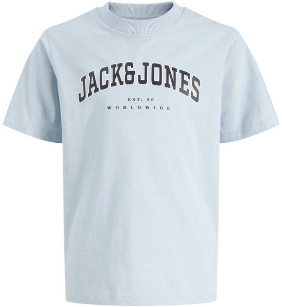 JACK&JONES Jongens T-shirt JJECALEB VARSITY TEE SS O-NECK NOOS JNR Blauw Maat 152
