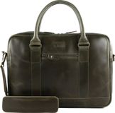 BUCKLE & SEAM Leren Business tas Laptoptas met laptopvak Everett Orange Business Bag Olive Donkergroen
