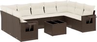 vidaXL 10-delige Loungeset met kussens poly rattan bruin
