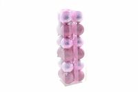 PARTENOPE L.Glossy Glitter roze ballen 6 cm 24 stuks
