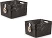Plasticforte Opbergmand - 6x - Kastmand - rotan kunststof - donkerbruin - 28 Liter - 34 x 40 x 23 cm