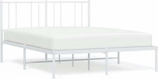 vidaXL Bedframe met hoofdbord metaal wit 120x200 cm