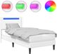 vidaXL Bedframe met LED-stripverlichting Wit 90 x 200 cm Kunstleer