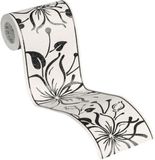 A.S. Création Grafische Bloemen Behangrand Zelfklevend Wit Zwart Zilver