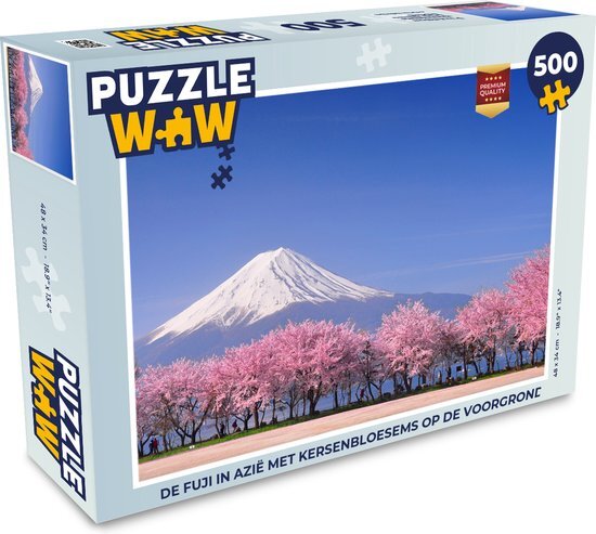 MuchoWow Puzzel De Fuji in Azië met kersenbloesems op de voorgrond - Legpuzzel - Puzzel 500 stukjes