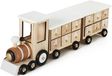 BRUBAKER Herbruikbare Houten Adventskalender zelf te vullen - Witte locomotief met 24 deuren - Doe-het-zelf-kalender 46 x 9,5 x 10,7 cm