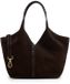 Manfield - Donkerbruine suède mini shopper